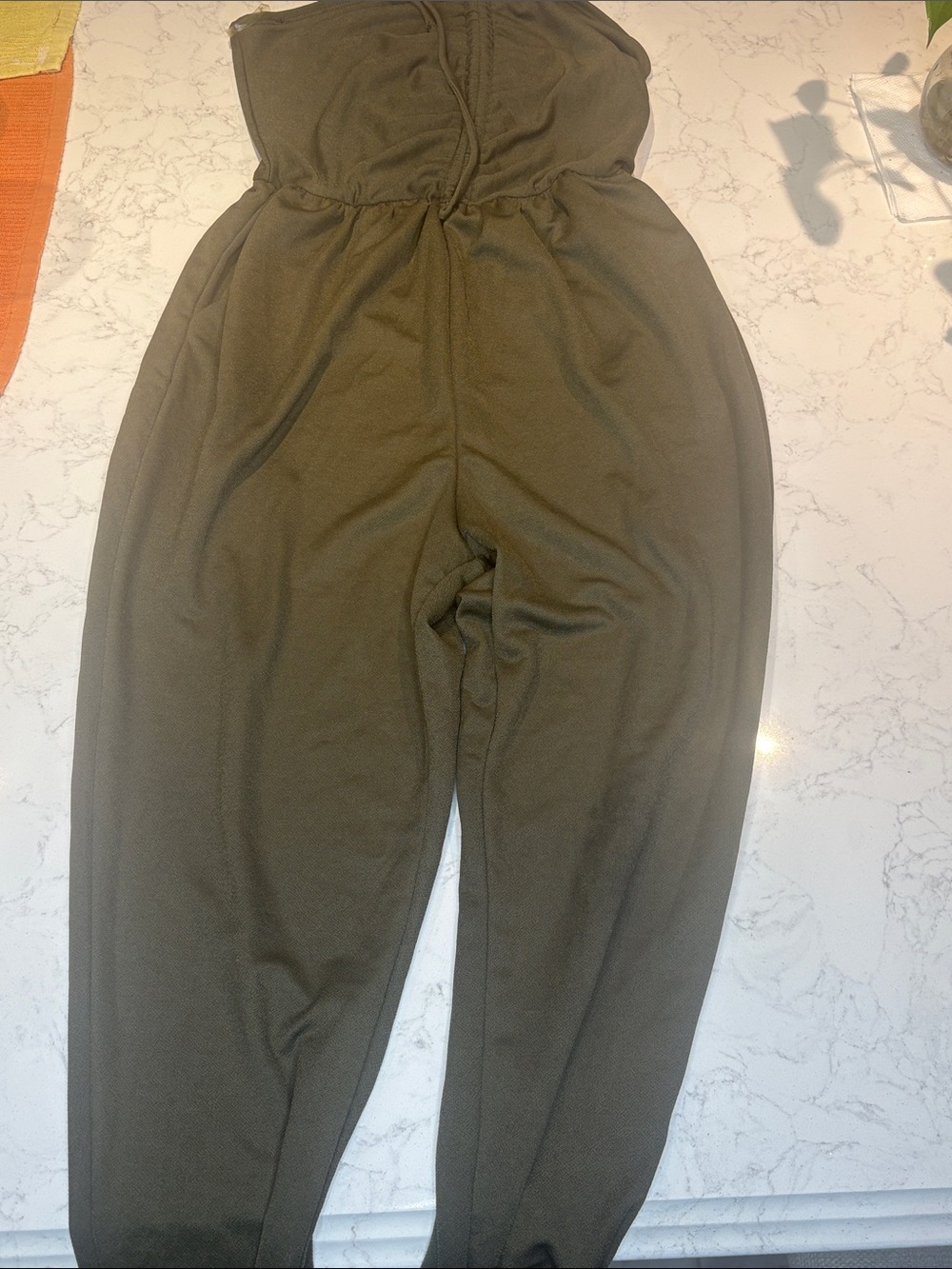 Iris Basic Olive Green Strapless Jumpsuit Pantsuit